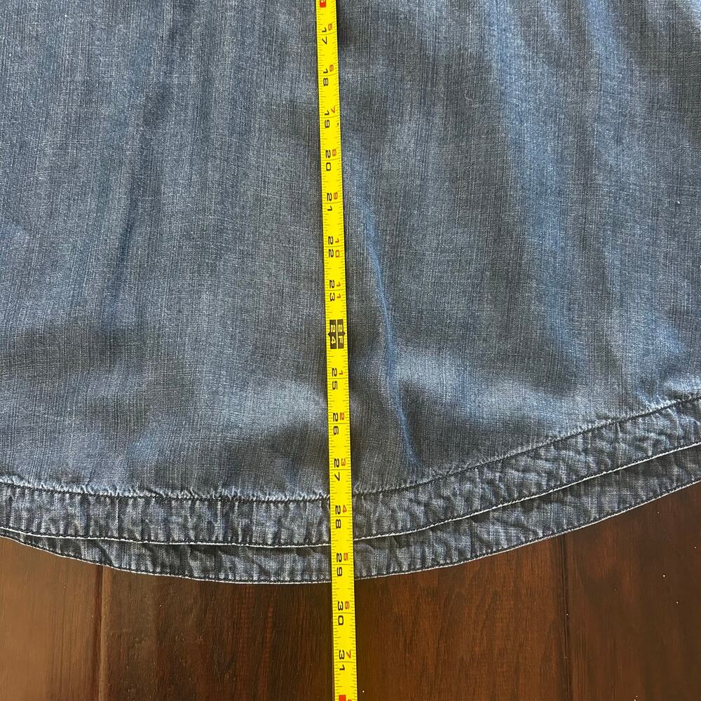 Chico's 3 Blue chambray style V-neck 3/4 sleeve long tunic shirt relaxed fit - Picture 5 of 7